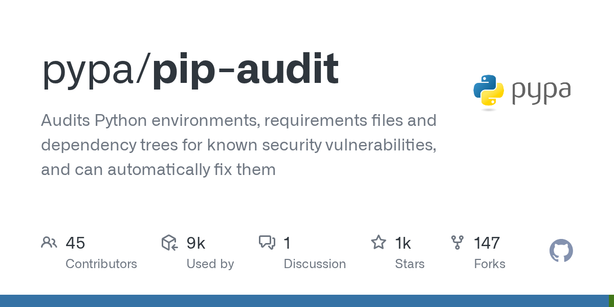pypa/pip-audit: GitHub preview card