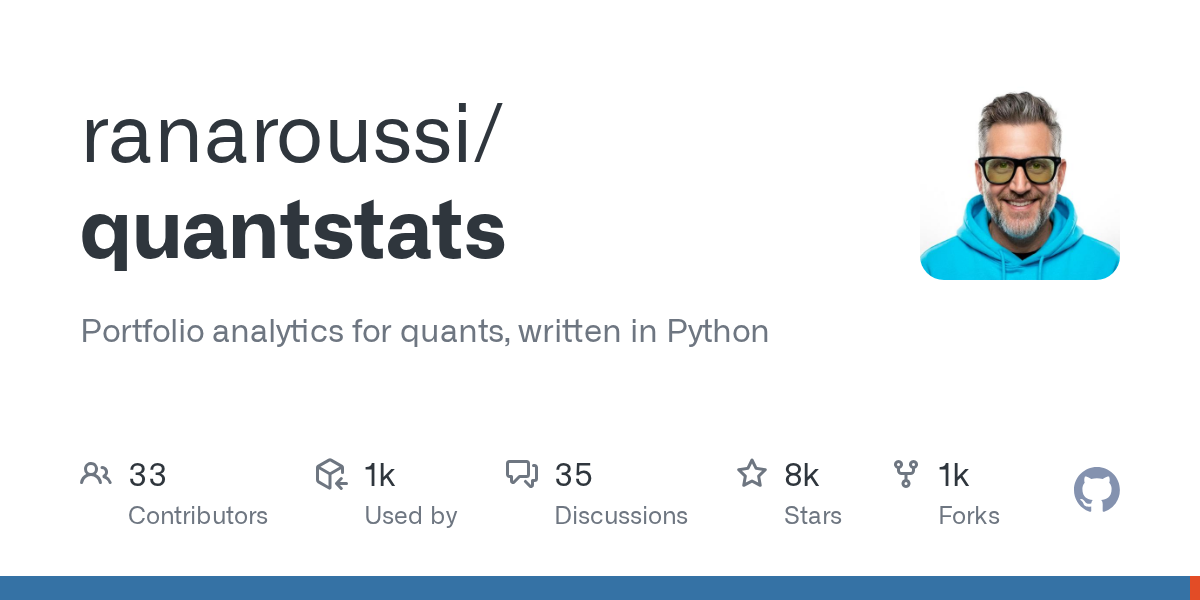 ranaroussi/quantstats: GitHub preview card