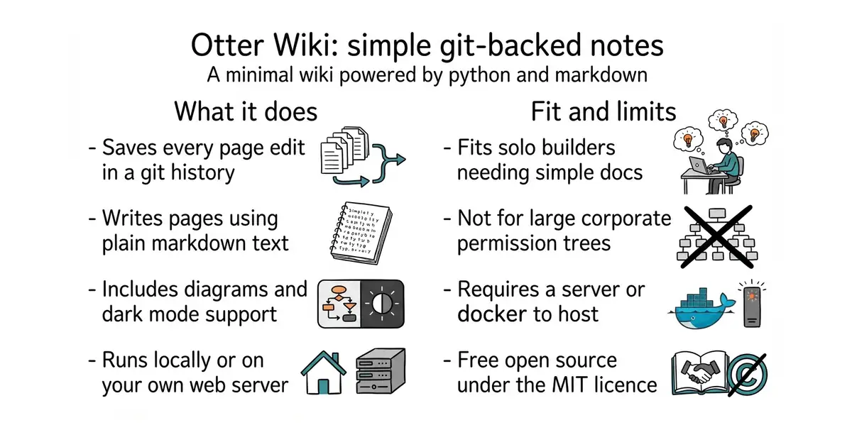 Otter Wiki: simple git-backed notes. A minimal wiki powered by python and markdown.