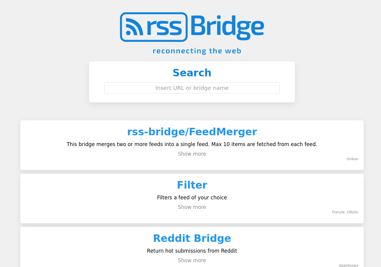 rss-bridge/rss-bridge: Screenshot 1