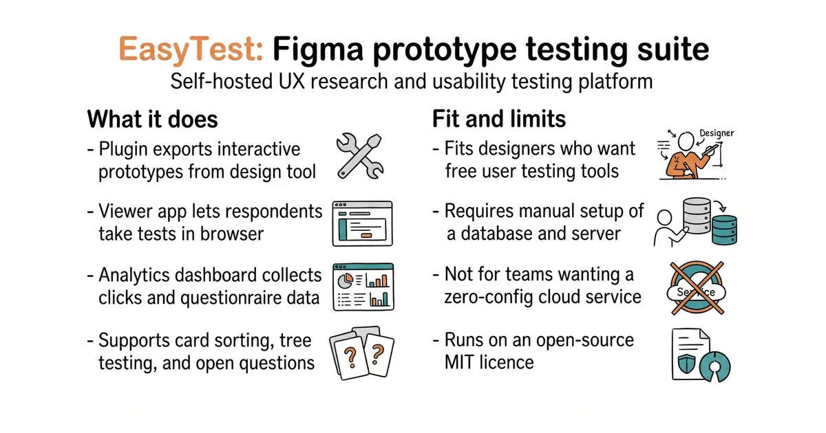 EasyTest: Figma prototype testing suite. Self-hosted UX research and usability testing platform.