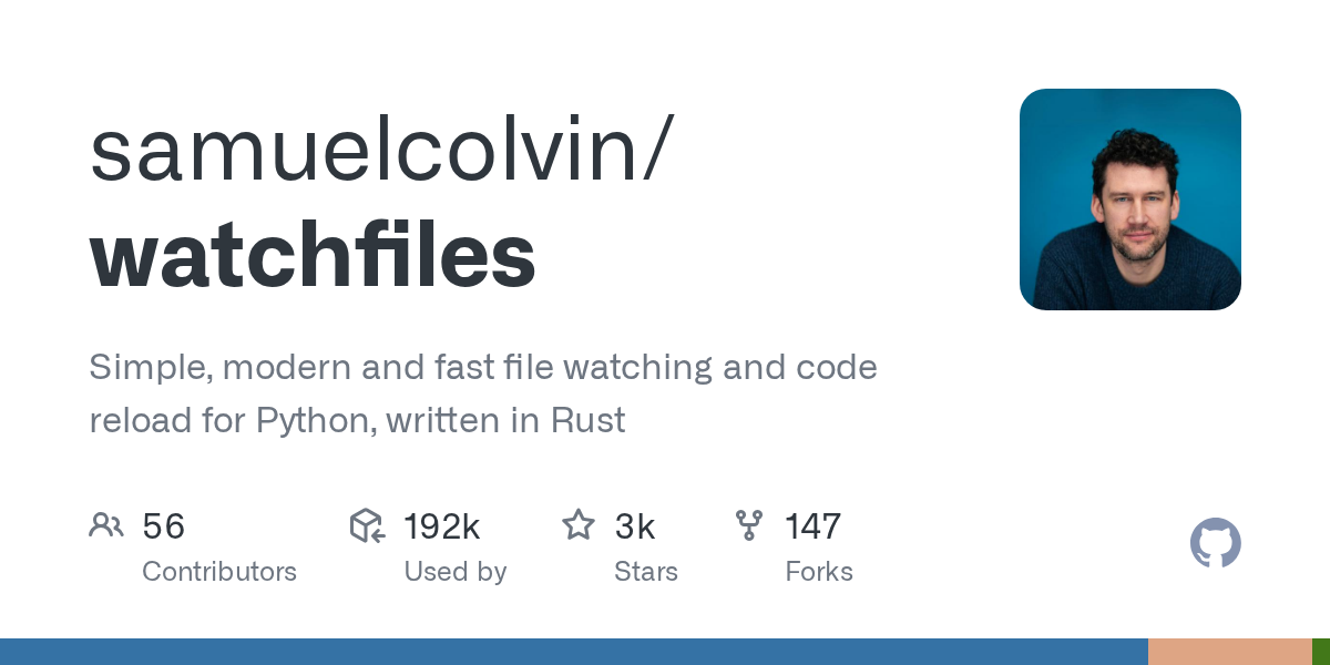 samuelcolvin/watchfiles: GitHub preview card