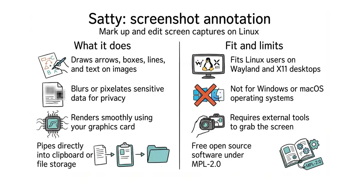 Satty: screenshot annotation. Mark up and edit screen captures on Linux.