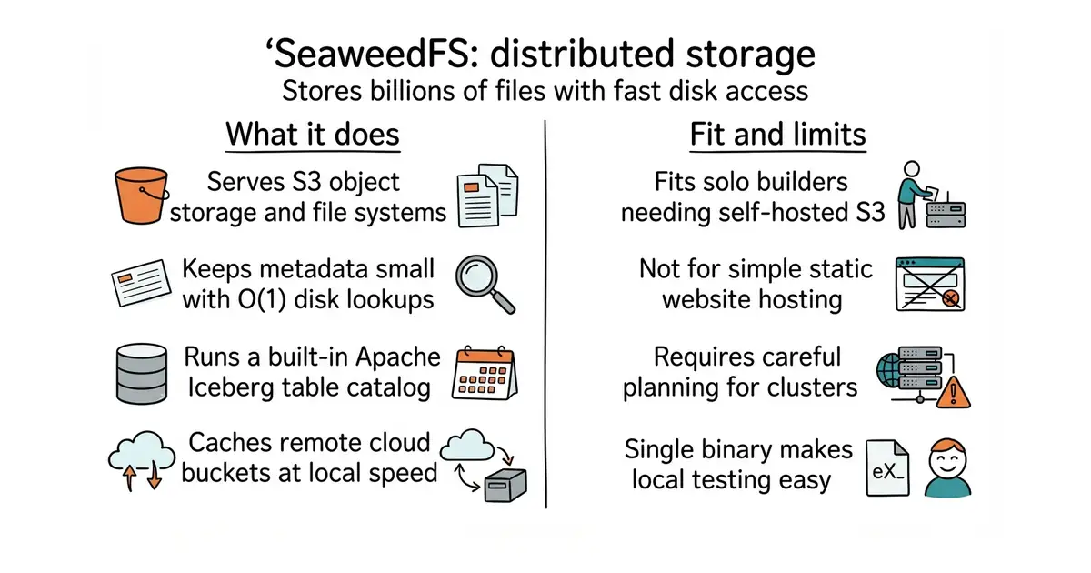 SeaweedFS: distributed storage. Stores billions of files with fast disk access.
