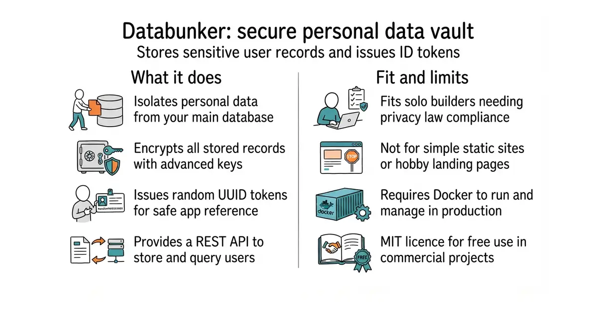 Databunker: secure personal data vault. Stores sensitive user records and issues ID tokens.