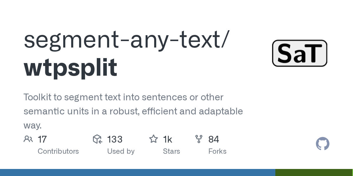 segment-any-text/wtpsplit: GitHub preview card