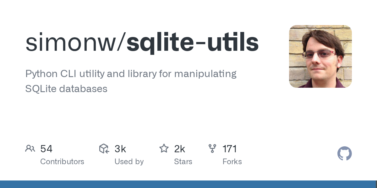 simonw/sqlite-utils: GitHub preview card