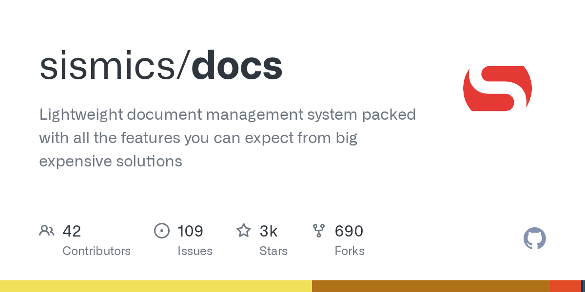 sismics/docs: GitHub preview card