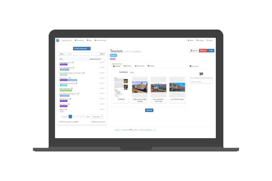 sismics/docs: Screenshot 1