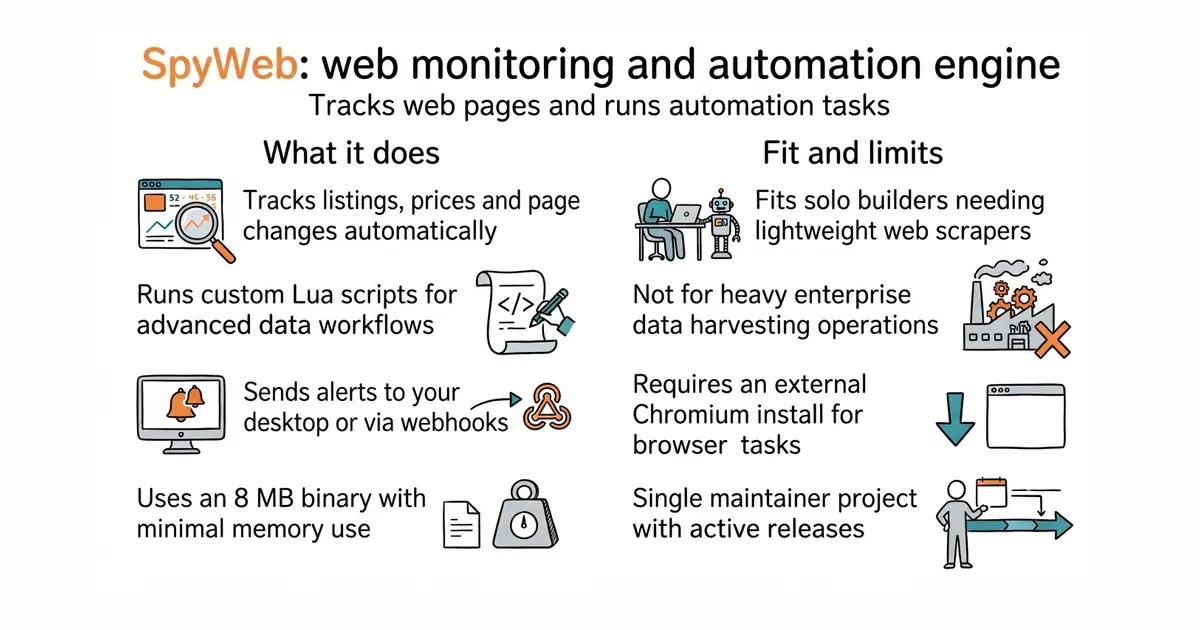 SpyWeb: web monitoring and automation engine. Tracks web pages and runs automation tasks.