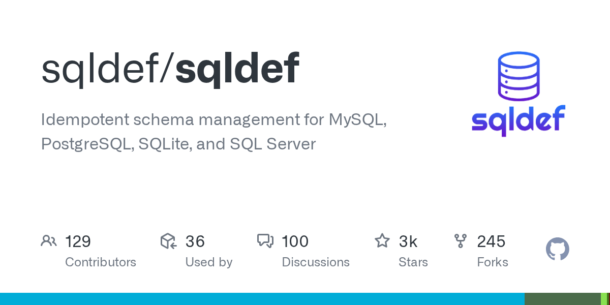 sqldef/sqldef: GitHub preview card