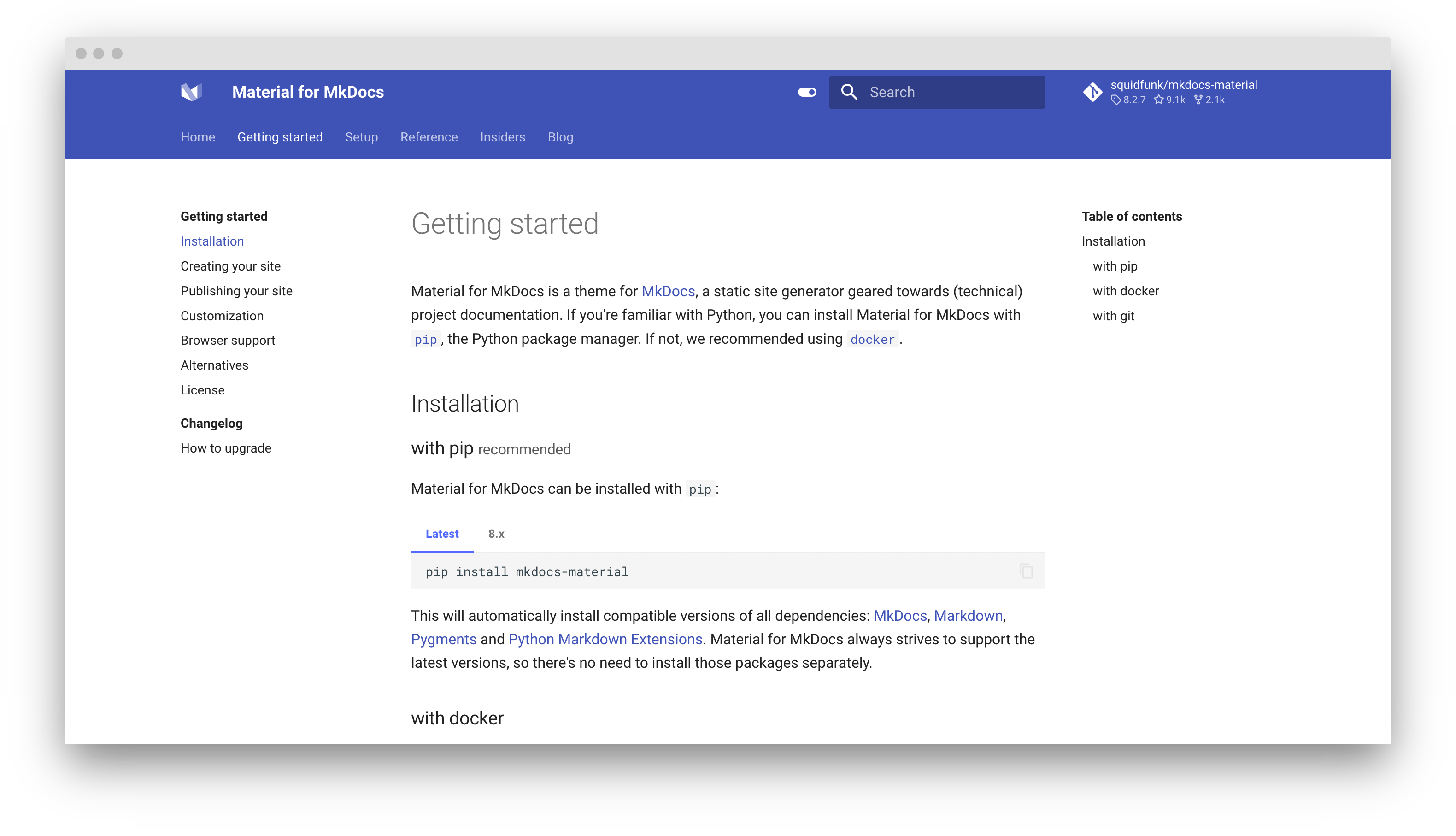 squidfunk/mkdocs-material: Screenshot 1