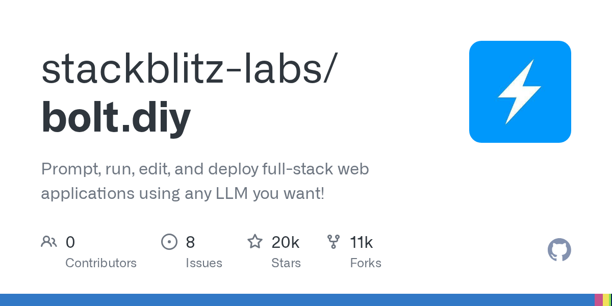 stackblitz-labs/bolt.diy: GitHub preview card