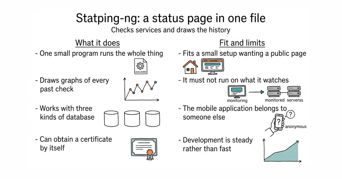 Statping-ng: a status page in one file. Checks services and draws the history.