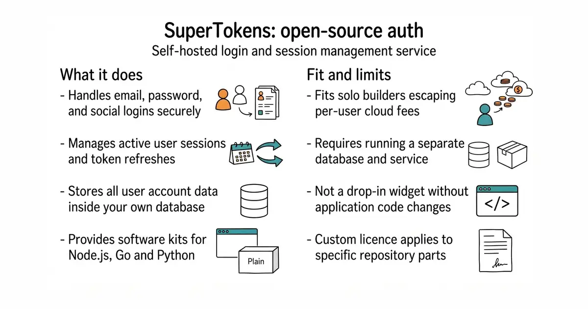 SuperTokens: open-source auth. Self-hosted login and session management service.