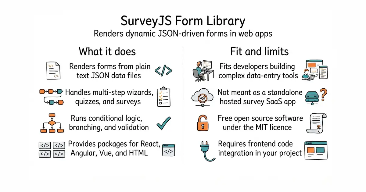 SurveyJS Form Library. Renders dynamic JSON-driven forms in web apps.