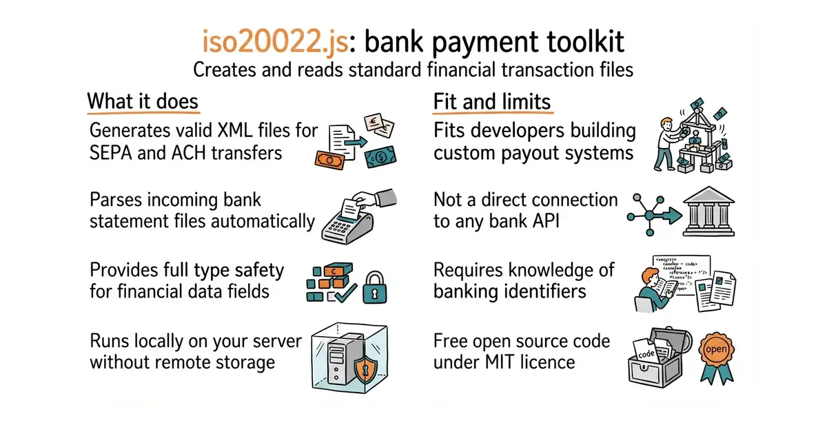 iso20022.js: bank payment toolkit. Creates and reads standard financial transaction files.