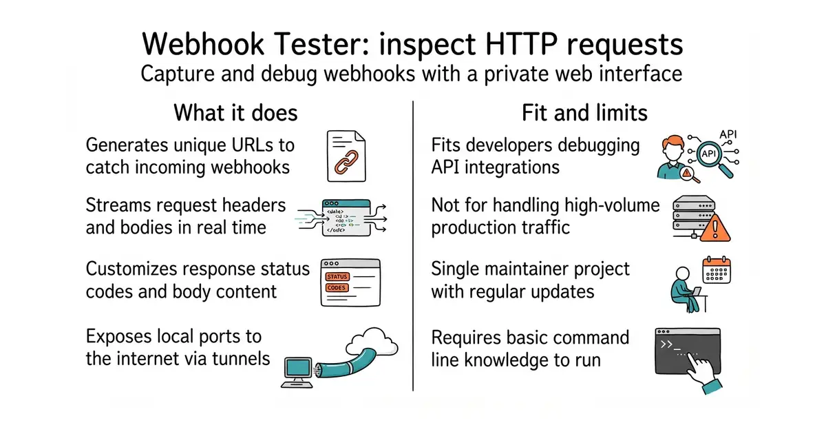 Webhook Tester: inspect HTTP requests. Capture and debug webhooks with a private web interface.