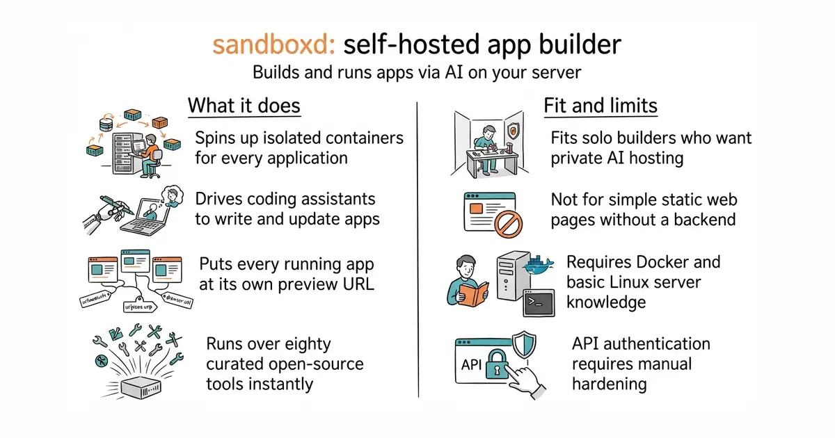 sandboxd: self-hosted app builder. Builds and runs apps via AI on your server.