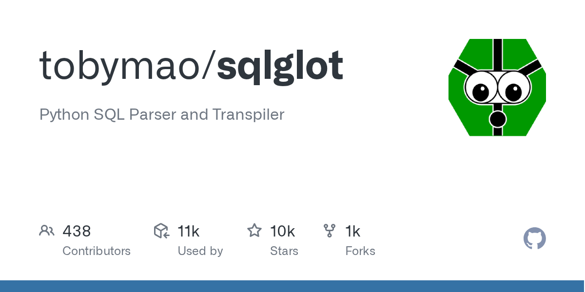 tobymao/sqlglot: GitHub preview card