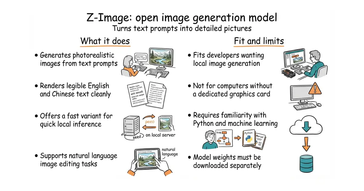 Z-Image: open image generation model. Turns text prompts into detailed pictures.