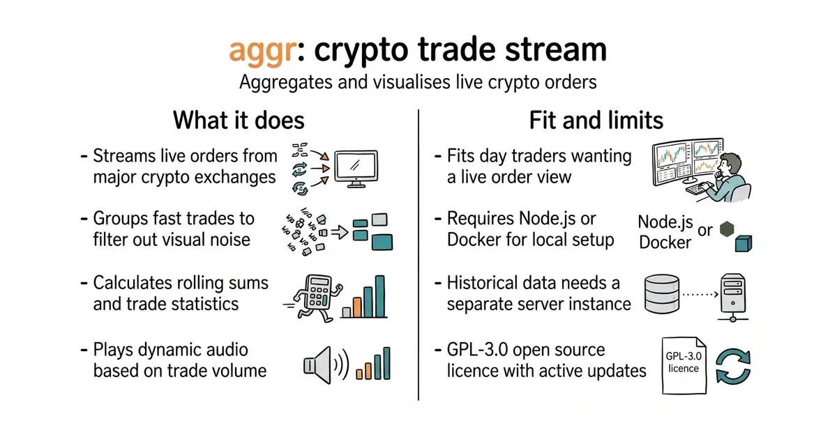 aggr: crypto trade stream. Aggregates and visualises live crypto orders.
