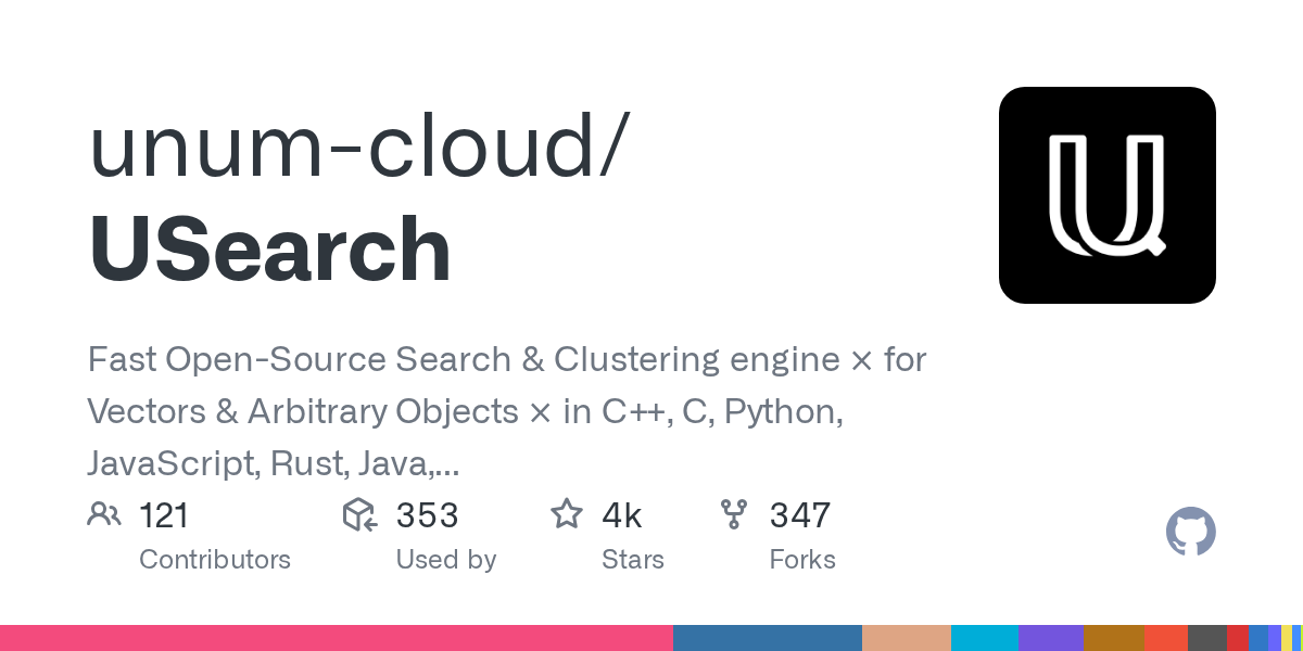 unum-cloud/usearch: GitHub preview card