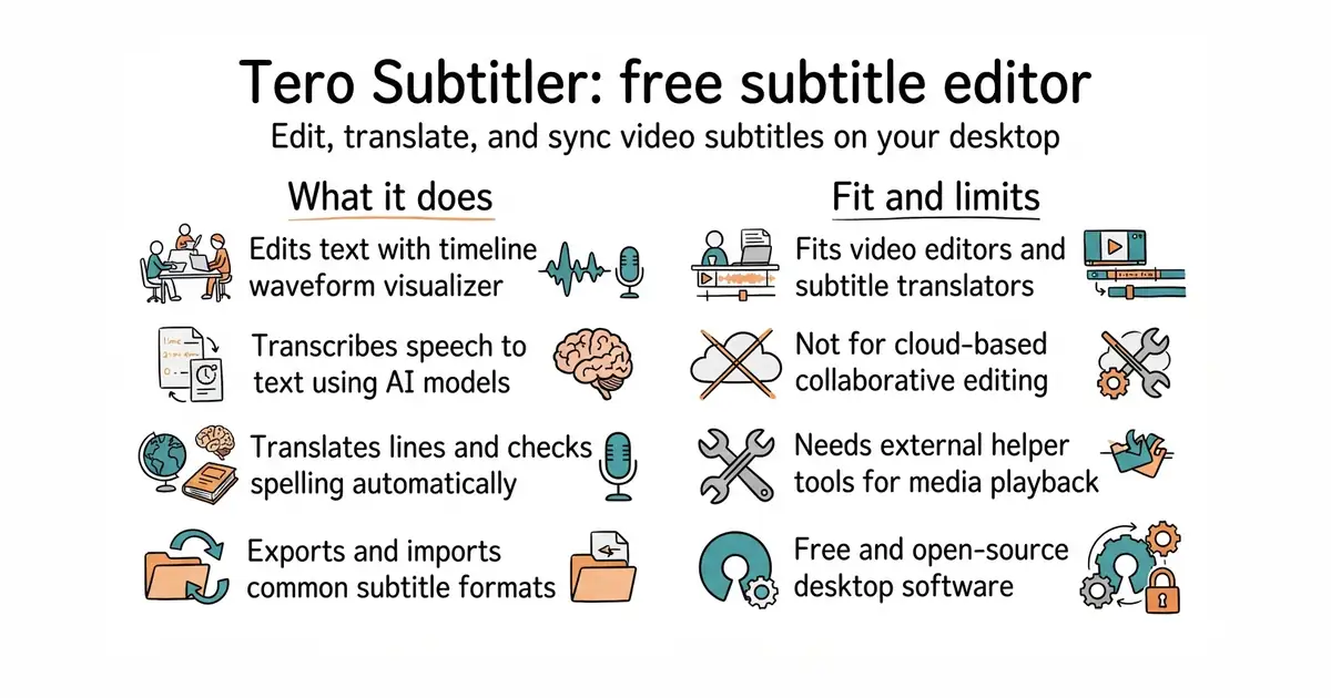 Tero Subtitler: free subtitle editor. Edit, translate, and sync video subtitles on your desktop.
