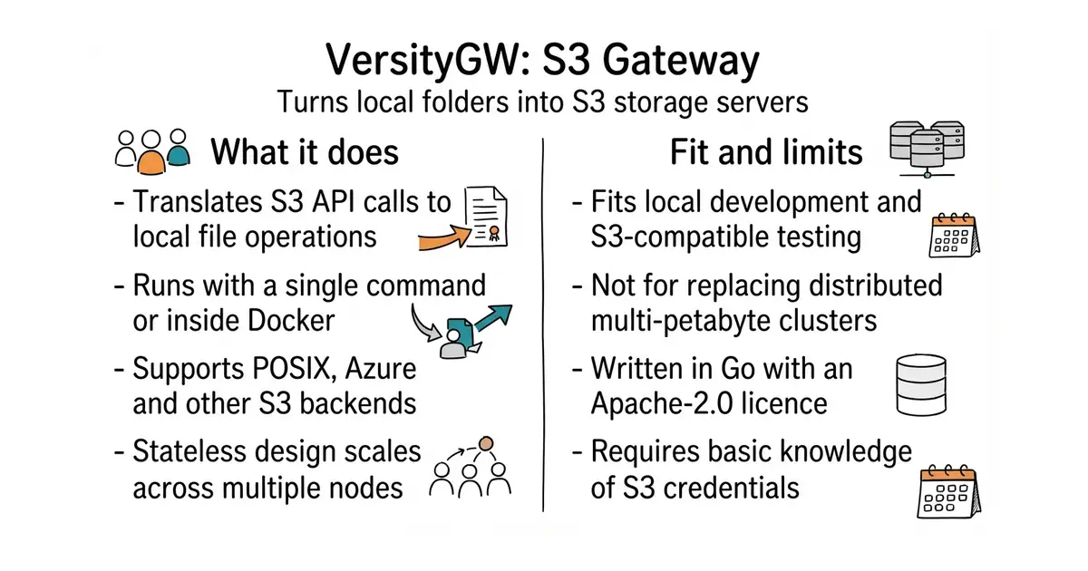 VersityGW: S3 Gateway. Turns local folders into S3 storage servers.