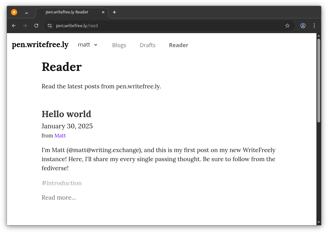 writefreely/writefreely: Screenshot 1