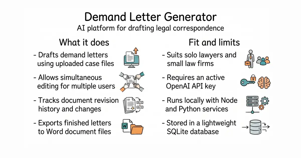 Demand Letter Generator. AI platform for drafting legal correspondence.