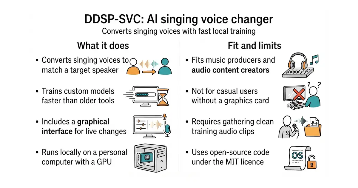 DDSP-SVC: AI singing voice changer. Converts singing voices with fast local training.