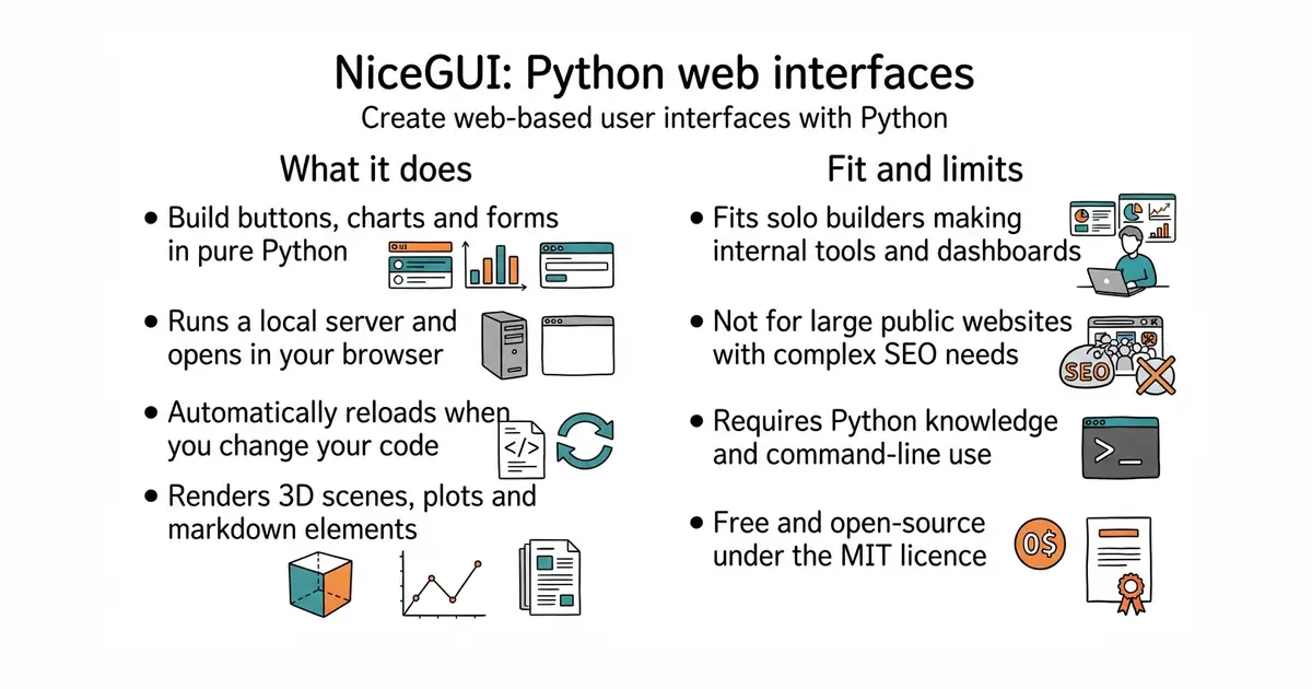 NiceGUI: Python web interfaces. Create web-based user interfaces with Python.