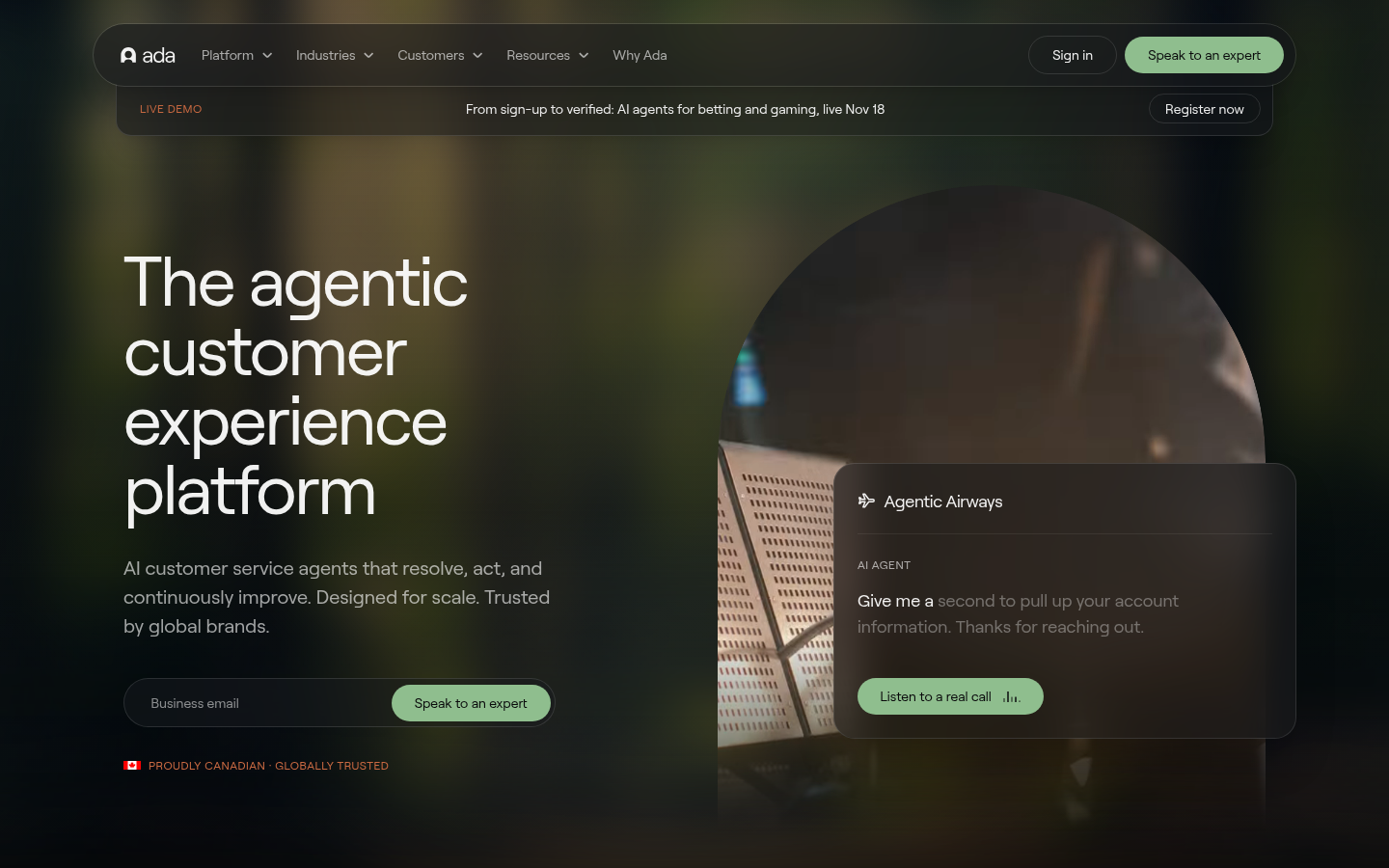 Homepage of the website, as captured