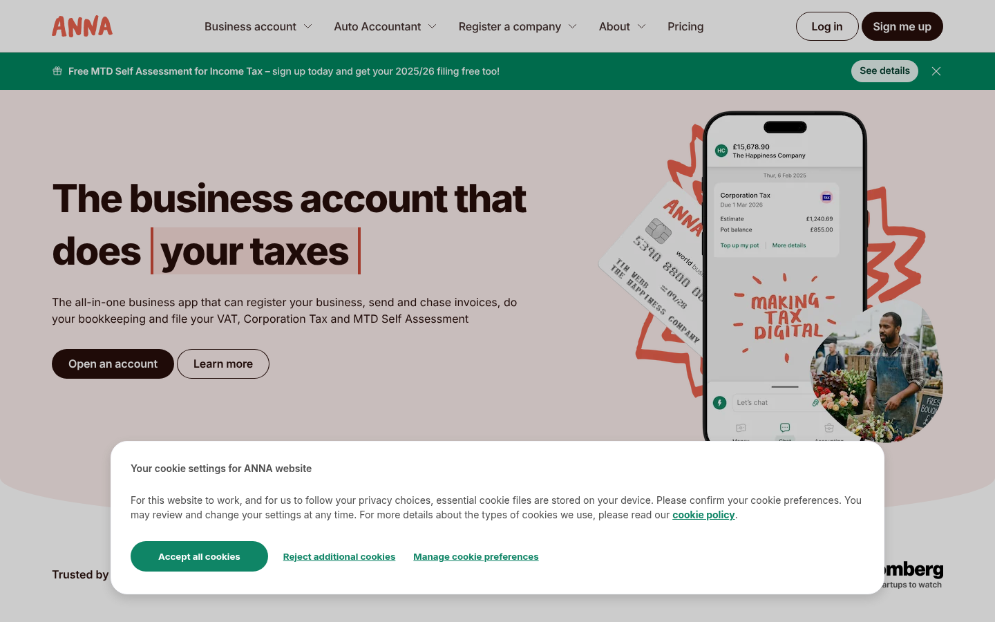 Homepage of the website, as captured