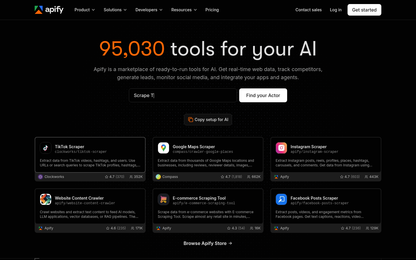 Homepage of the website, as captured