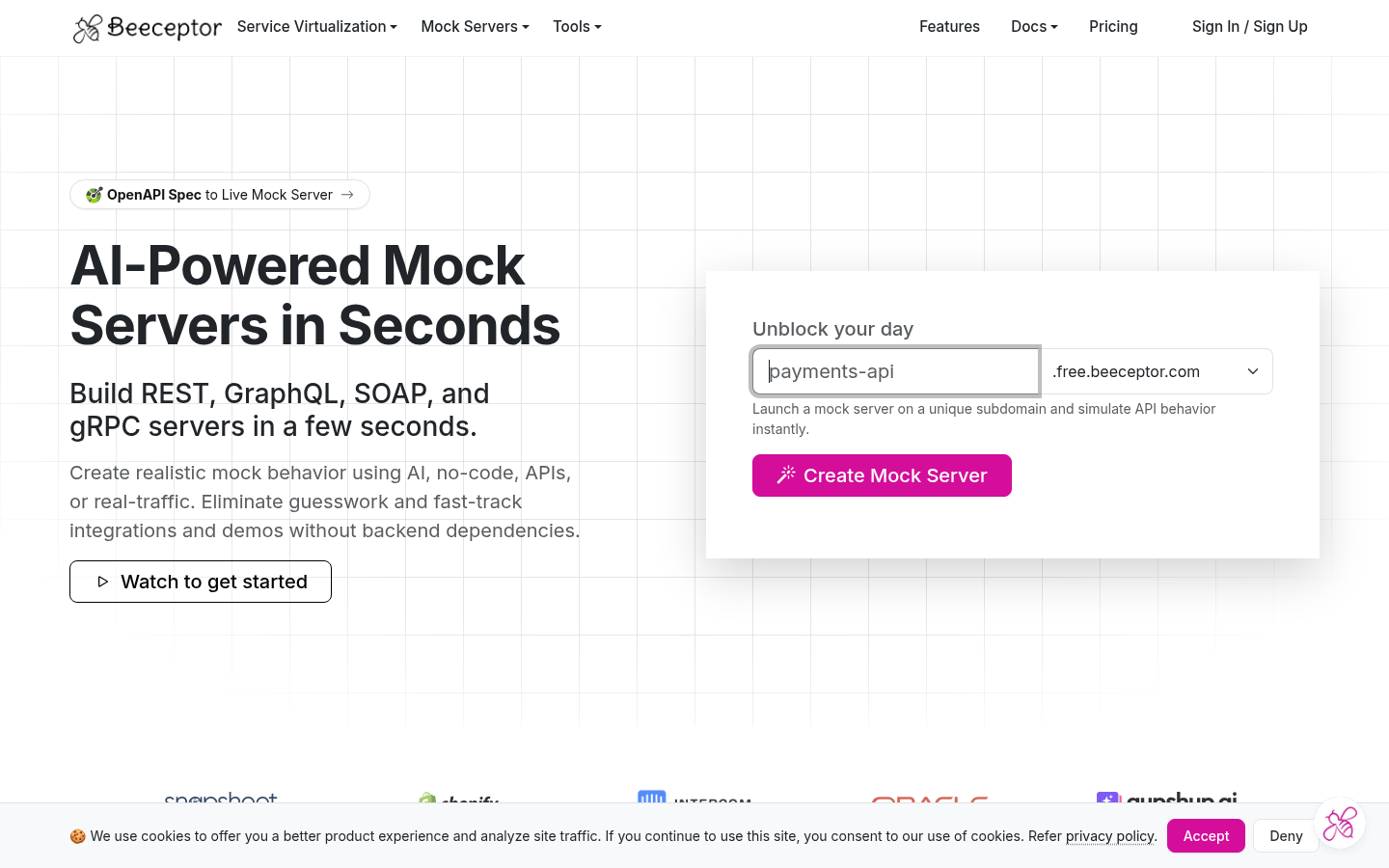 Homepage of the website, as captured