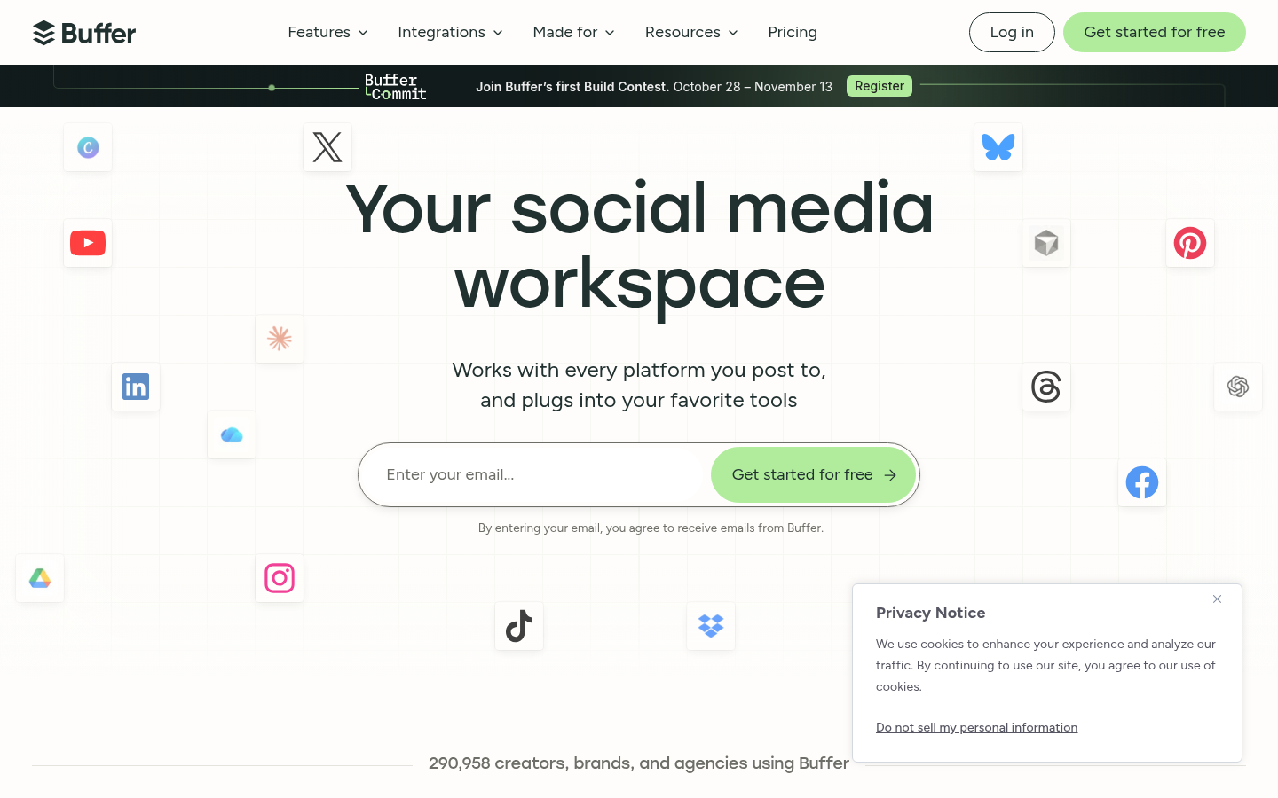 Homepage of the website, as captured