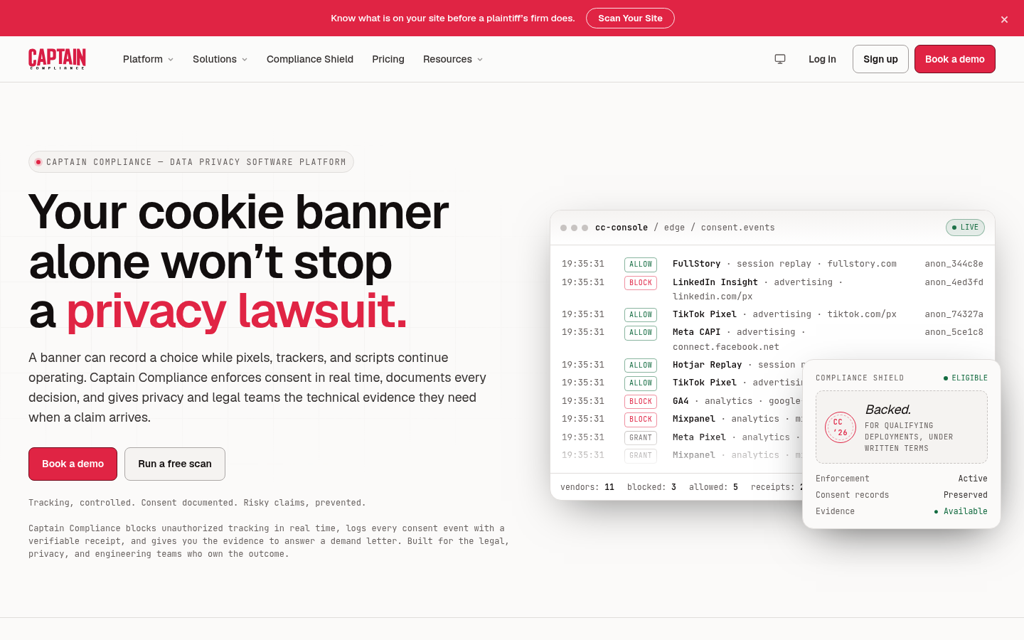 Homepage of the website, as captured