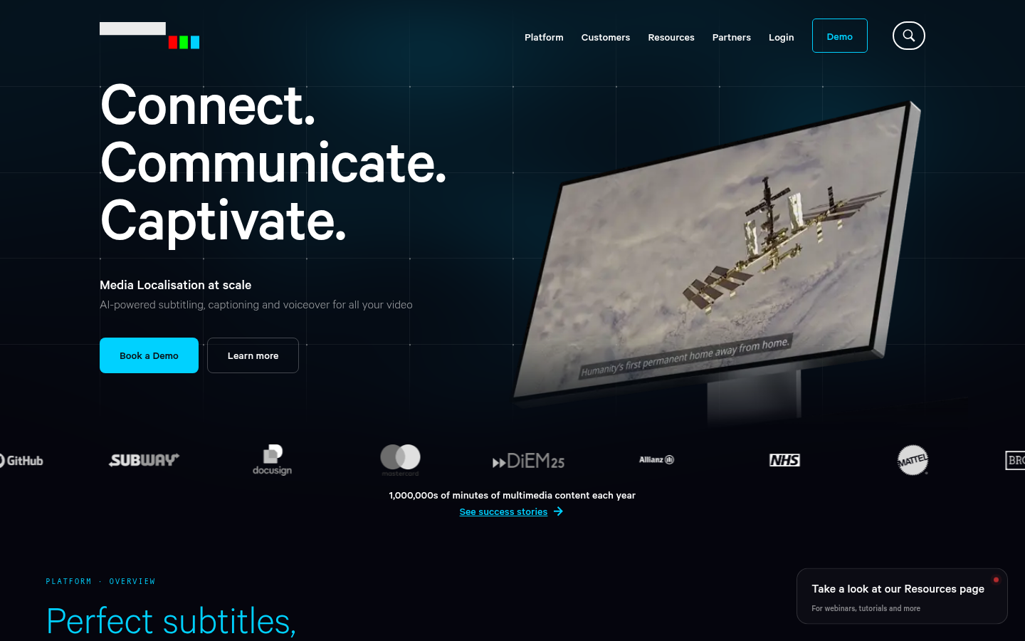 Homepage of the website, as captured