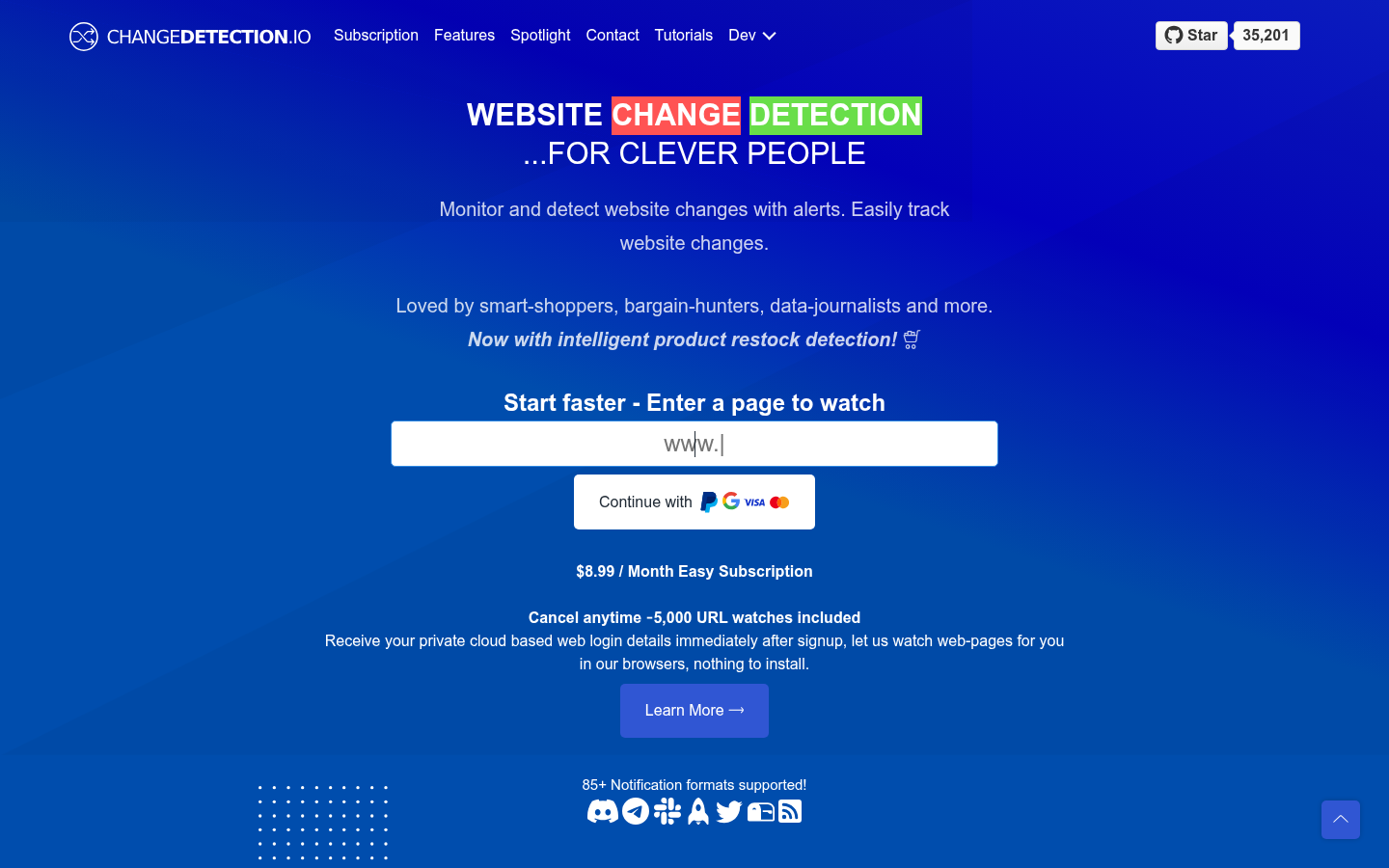 Homepage of the website, as captured