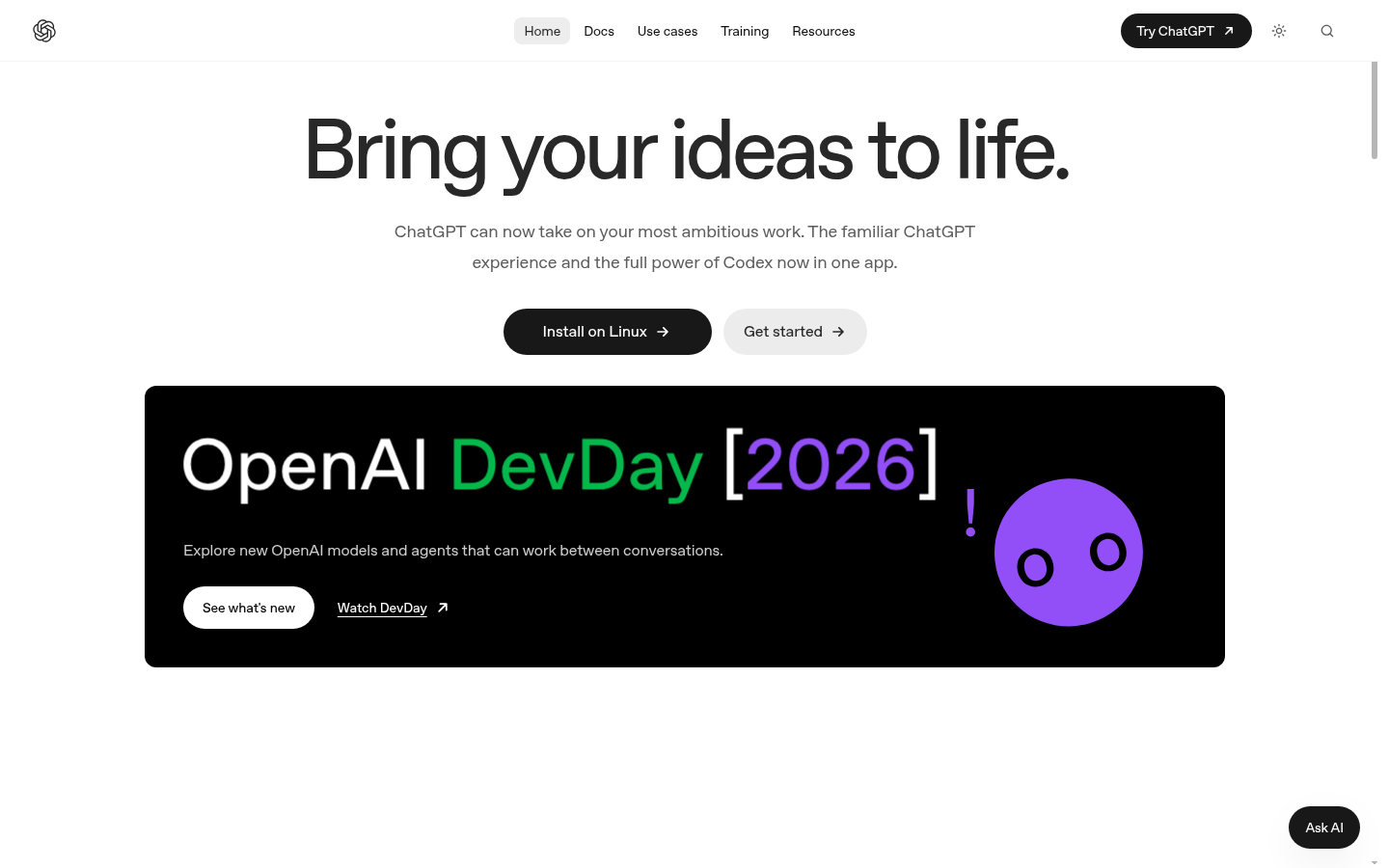 Homepage of the website, as captured