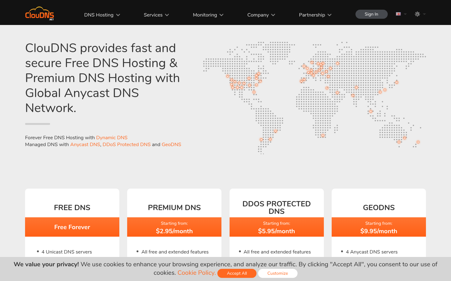 Homepage of the website, as captured