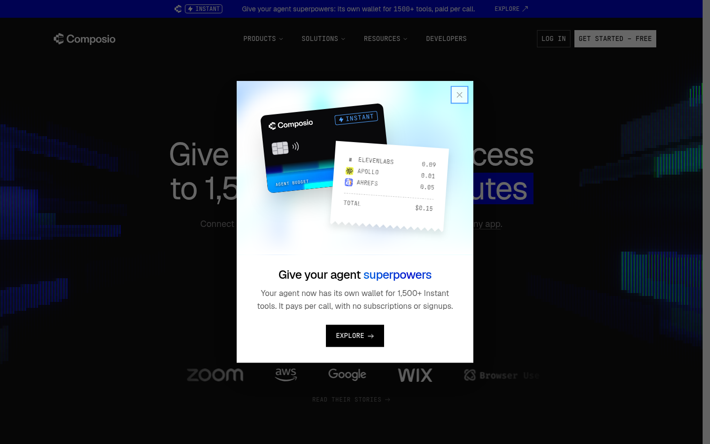 Homepage of the website, as captured