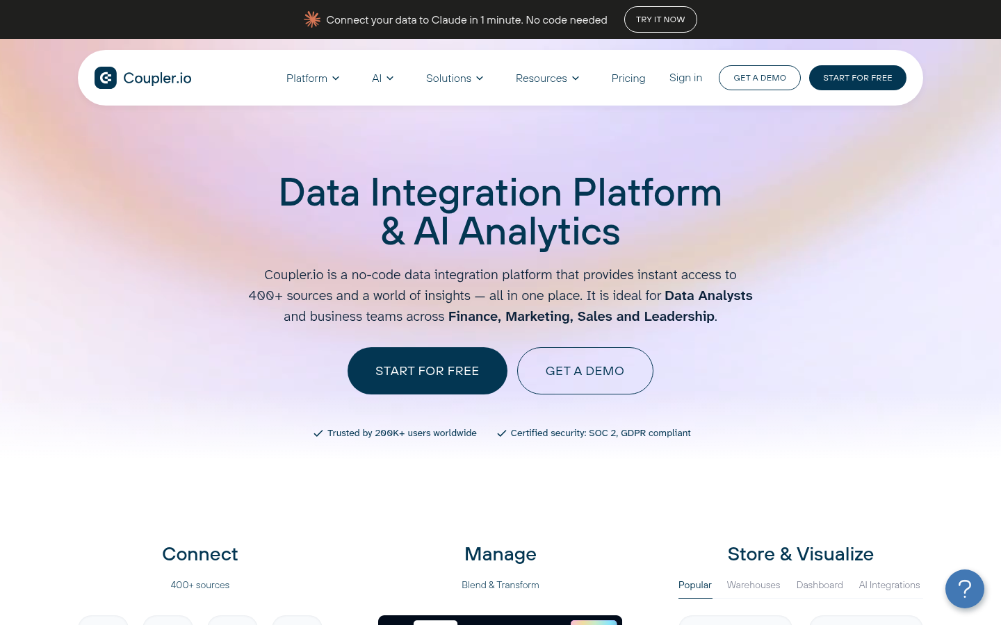 Homepage of the website, as captured