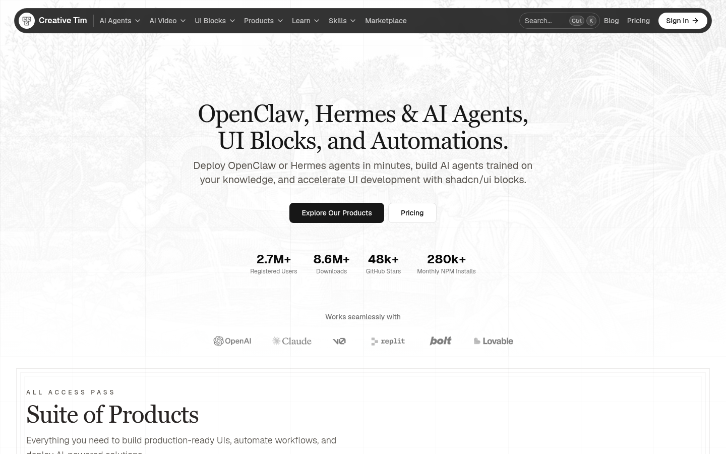 Homepage of the website, as captured