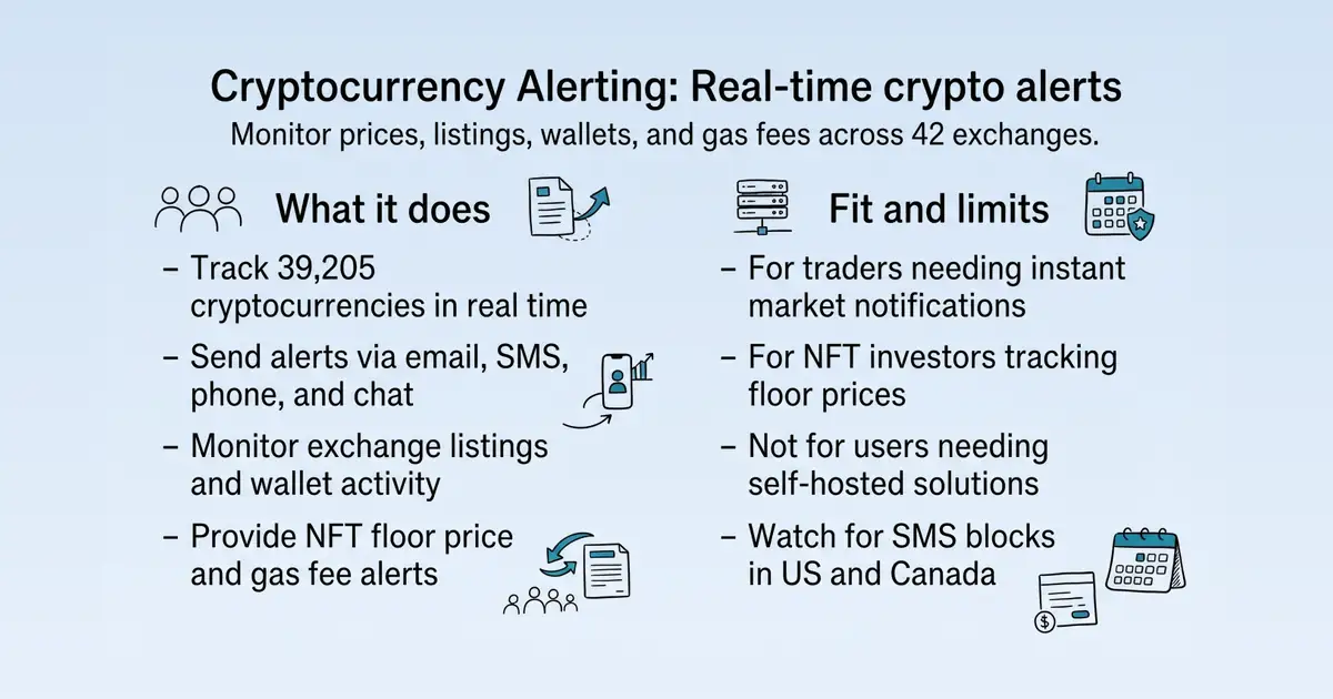 Cryptocurrency Alerting at a glance