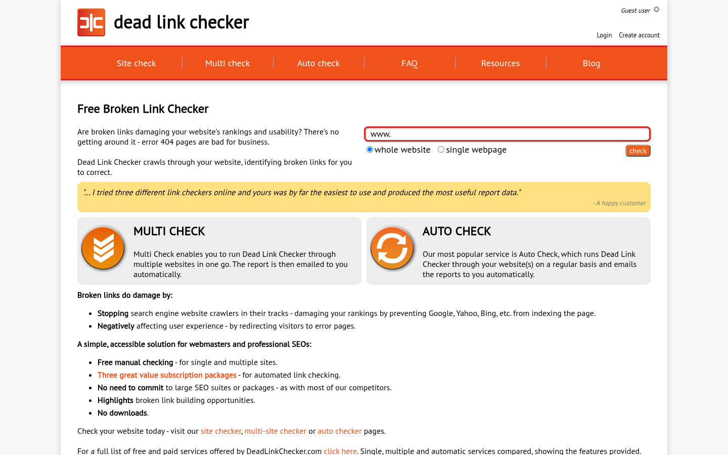 Homepage of the website, as captured