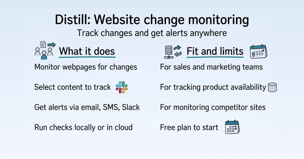 Distill Web Monitor at a glance