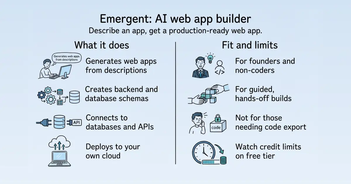 Emergent AI Web App Builder at a glance